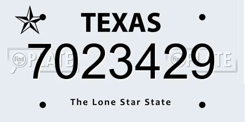 7023429 Texas License Plate