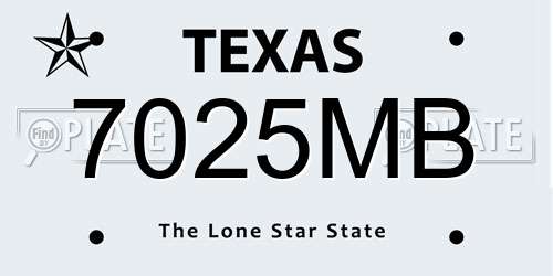7025MB Texas License Plate