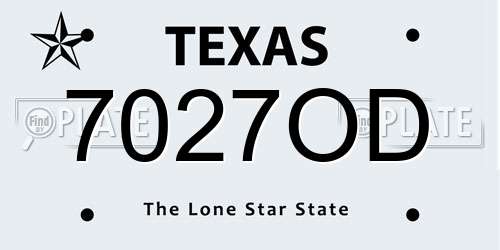 7027OD Texas License Plate