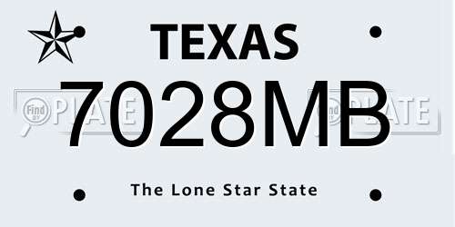 7028MB Texas License Plate