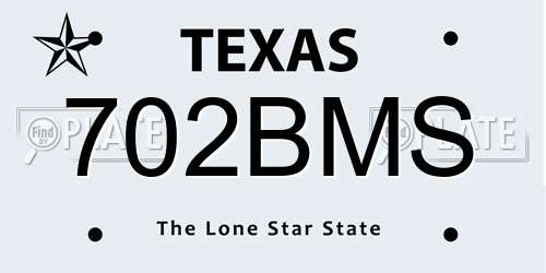702BMS Texas License Plate