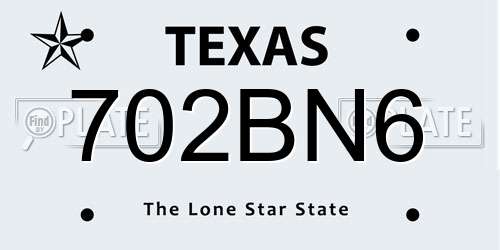 702BN6 Texas License Plate