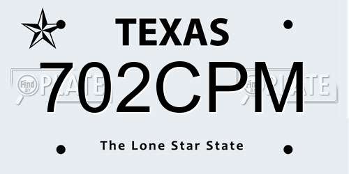 702CPM Texas License Plate