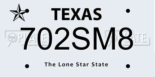 702SM8 Texas License Plate