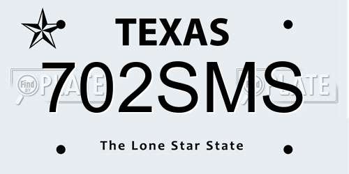 702SMS Texas License Plate