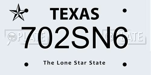 702SN6 Texas License Plate