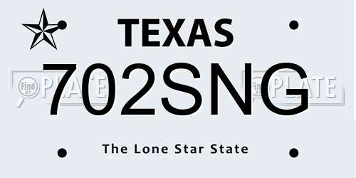702SNG Texas License Plate