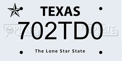702TD0 Texas License Plate