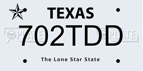 702TDD Texas License Plate