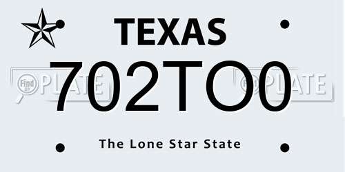 702TO0 Texas License Plate