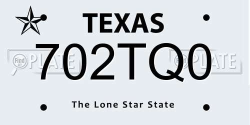 702TQ0 Texas License Plate