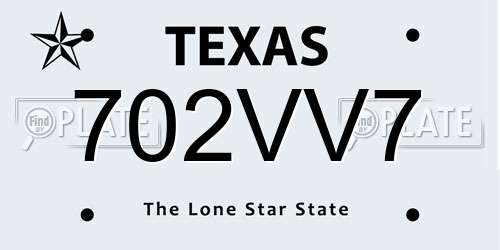 702VV7 Texas License Plate