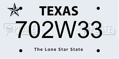 702W33 Texas License Plate