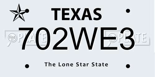 702WE3 Texas License Plate