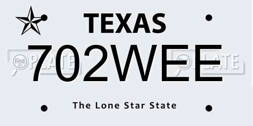702WEE Texas License Plate
