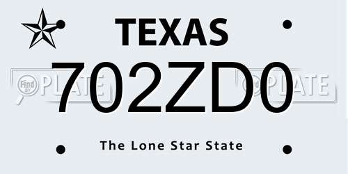 702ZD0 Texas License Plate