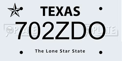 702ZDO Texas License Plate