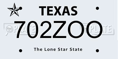 702ZOO Texas License Plate