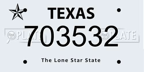 703532 Texas License Plate