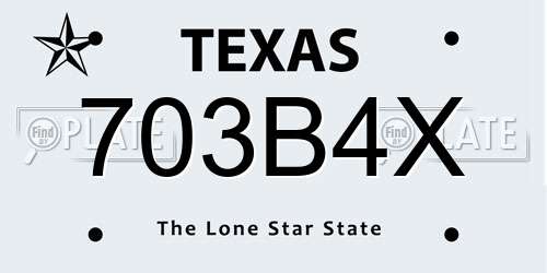 703B4X Texas License Plate