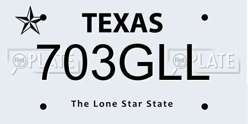 703GLL Texas License Plate