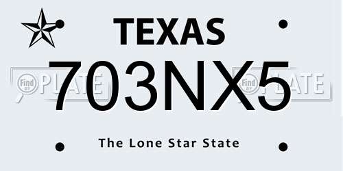 703NX5 Texas License Plate