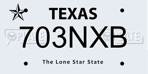 703NXB Texas License Plate