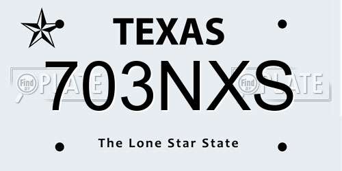 703NXS Texas License Plate
