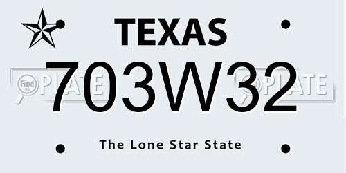703W32 Texas License Plate