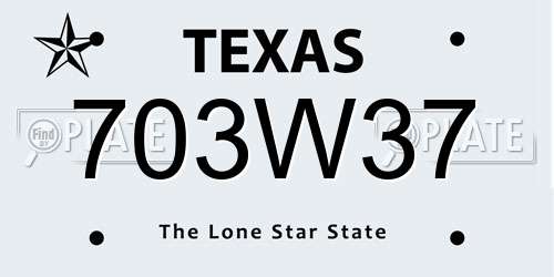 703W37 Texas License Plate