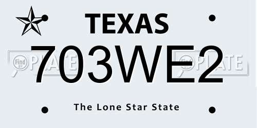 703WE2 Texas License Plate