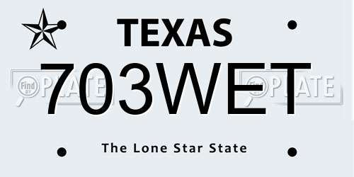 703WET Texas License Plate