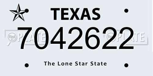 7042622 Texas License Plate