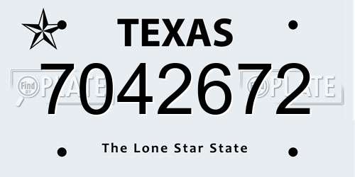7042672 Texas License Plate