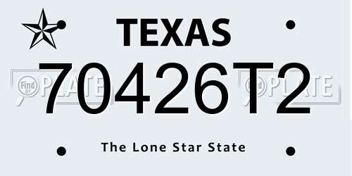 70426T2 Texas License Plate