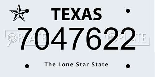 7047622 Texas License Plate