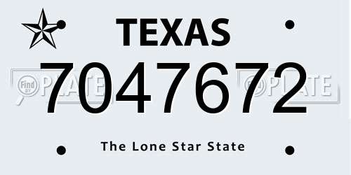7047672 Texas License Plate