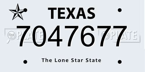 7047677 Texas License Plate