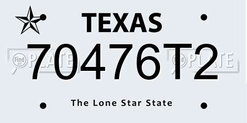 70476T2 Texas License Plate