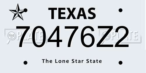 70476Z2 Texas License Plate