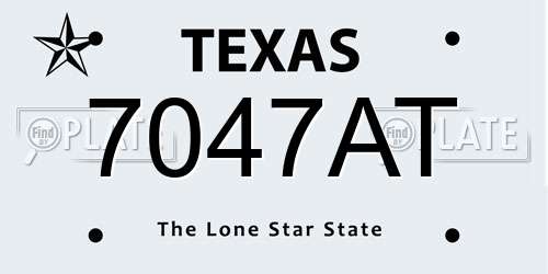 7047AT Texas License Plate