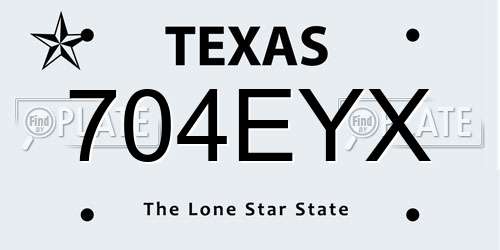 704EYX Texas License Plate