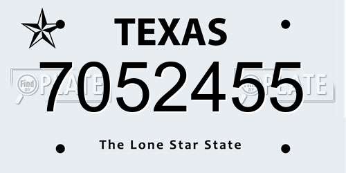 7052455 Texas License Plate