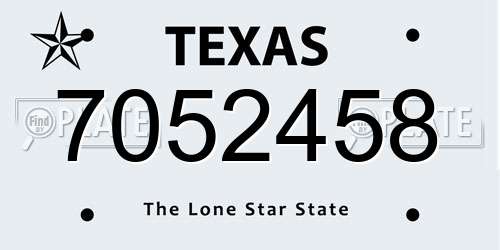 7052458 Texas License Plate