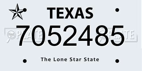 7052485 Texas License Plate