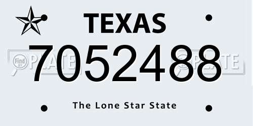 7052488 Texas License Plate
