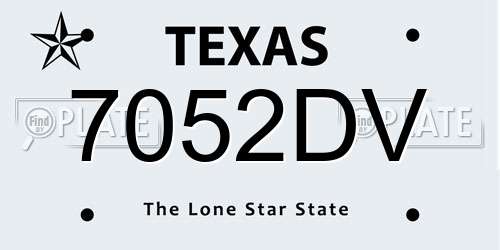 7052DV Texas License Plate