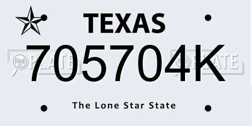 705704K Texas License Plate