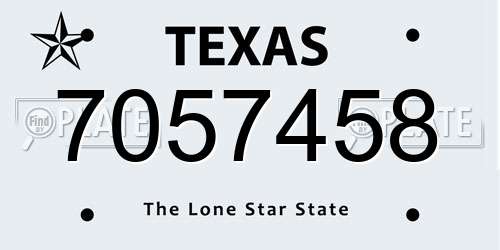 7057458 Texas License Plate