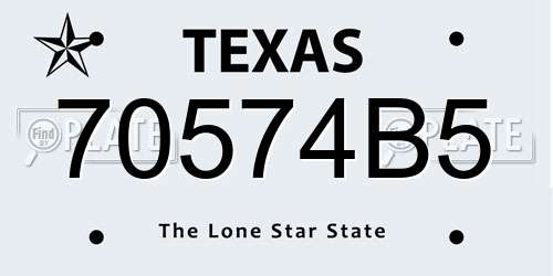 70574B5 Texas License Plate
